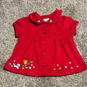 Healthtex Vintage Infant Girls Red Collars Button Up‎ Dress 12M